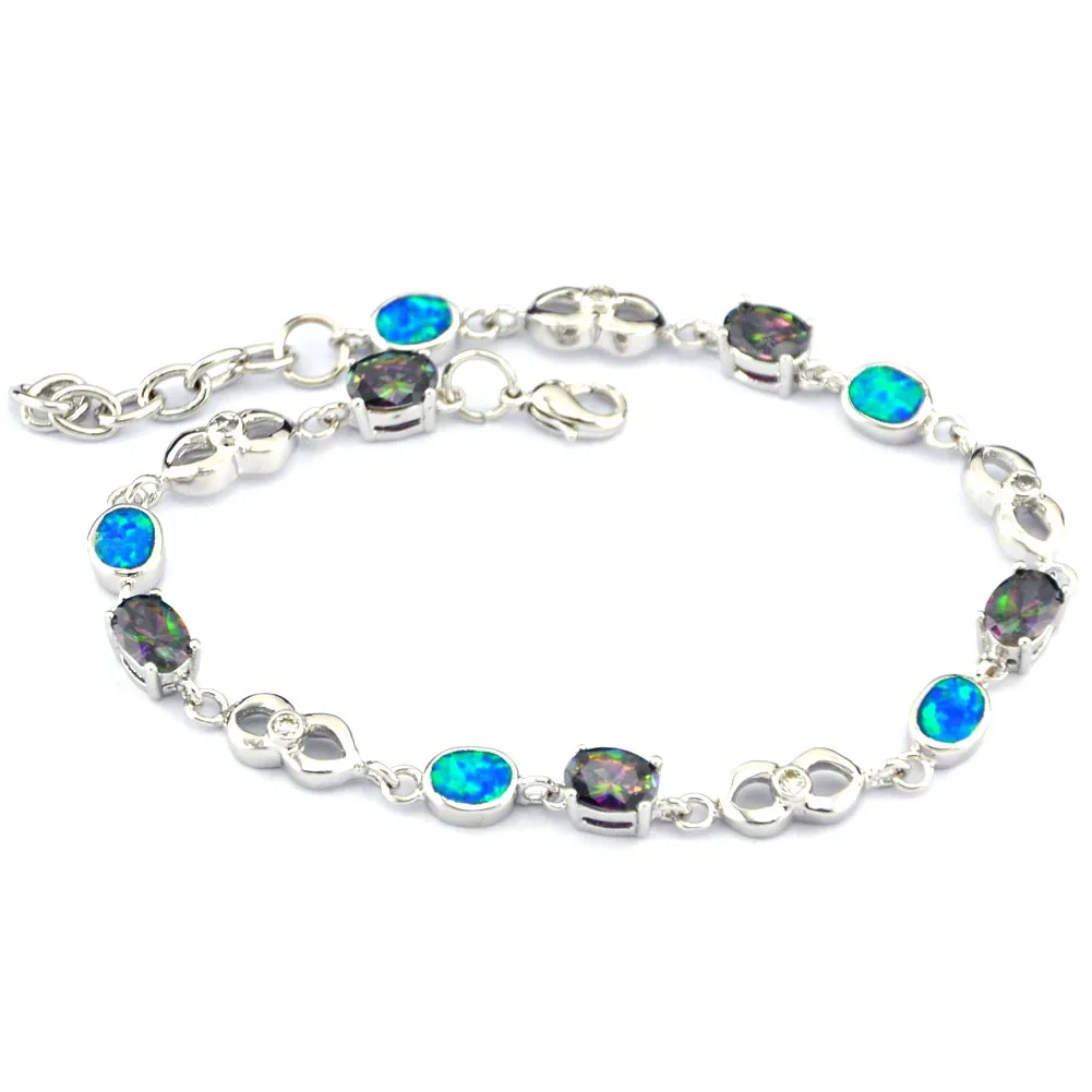 

Fashion Blue Opal Jewelry Mexican Designs Women Bracelet Mystic Rainbow Stone Bracelet