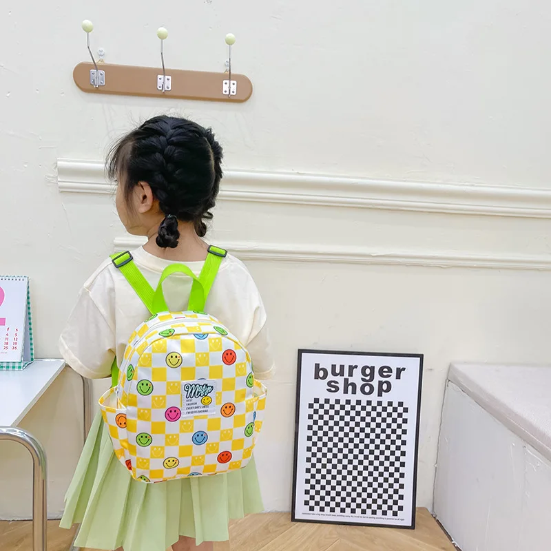 5 Colors Fashion Children School Bags Smile Plaid Kids Backpack Kindergarten Boys and Girls School Bags Mini Backpack Book Bag enlarge