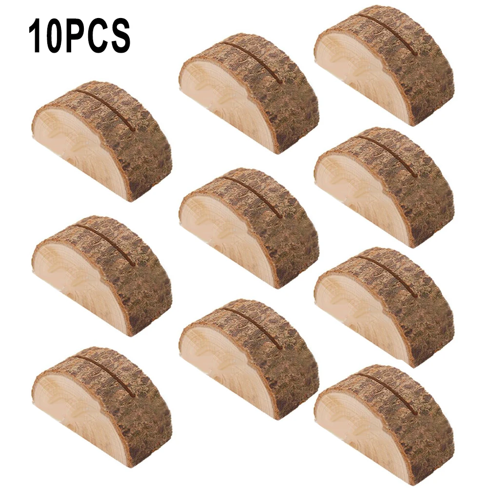 

10Pcs Table Card Holder Stump Clip Wood 0.12In Gap Home Decor For Wedding Offices Anniversaries Party Festival