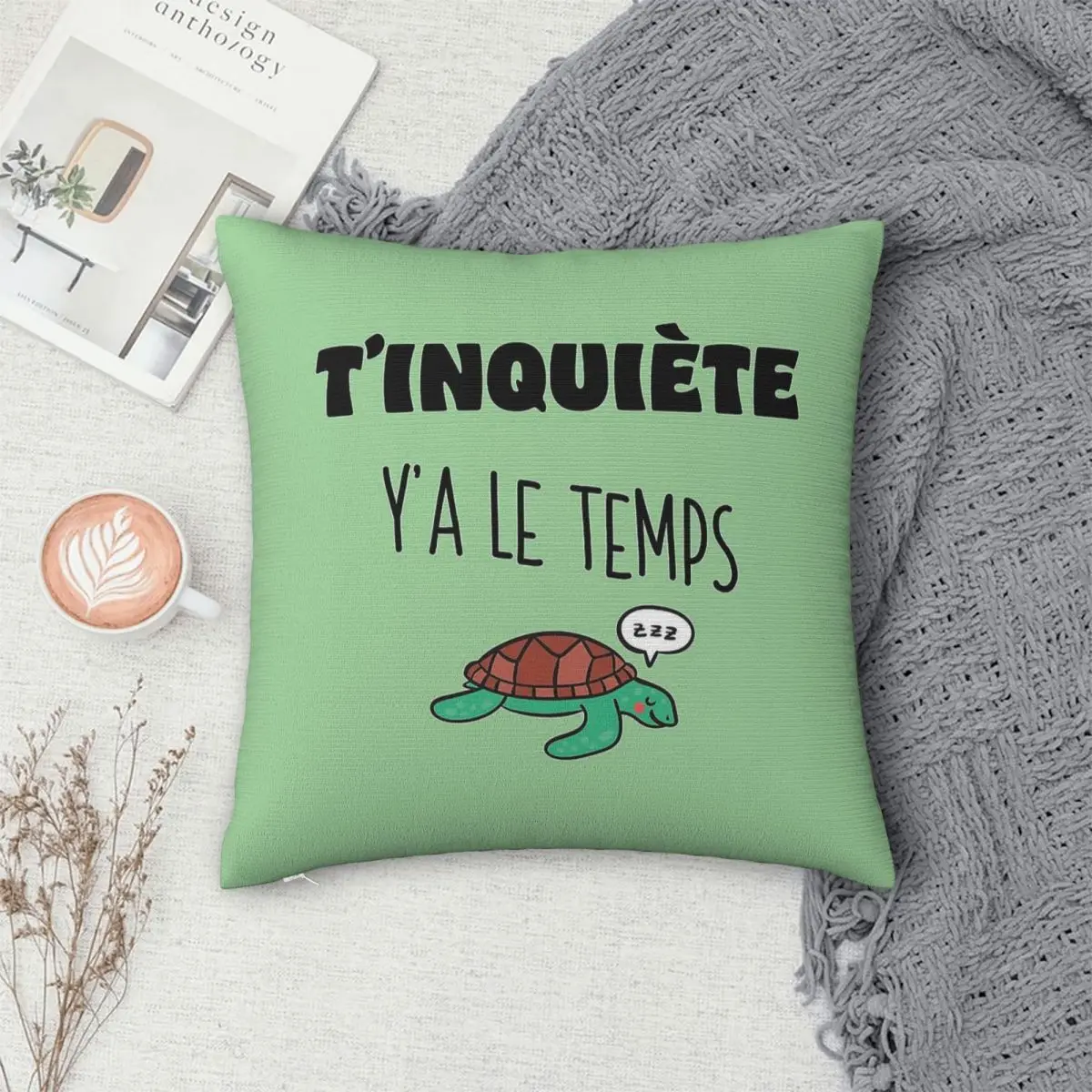 Фото Квадратная наволочка T'Inquiﾨte Drﾴle De Tortue из полиэстера, льна и бархата с принтом, декоративная наволочка на молнии, чехол для домашней подушки №4