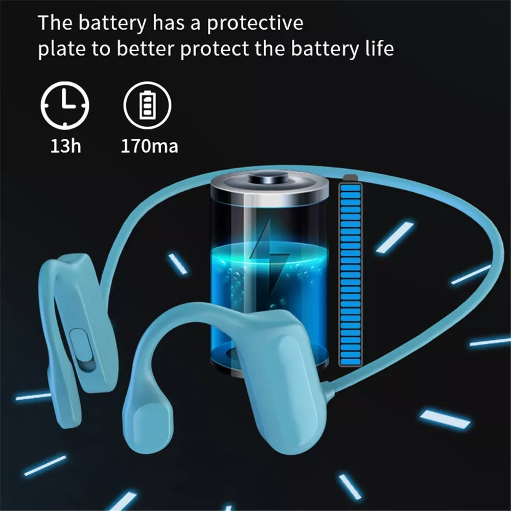 

Kebidu Bone Conduction Headphones Bluetooth V5.1 wireless Sports Earphone Stereo Headset Hands-free with Mic For Running