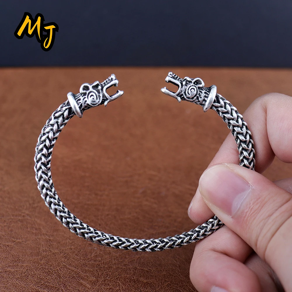 Классический мужской браслет с искусственной головой винтажные скандинавские
