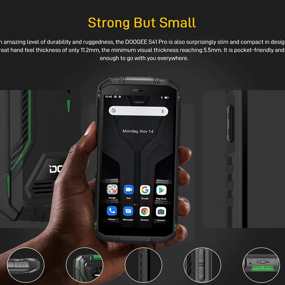 DOOGEE S41/S41 Pro Android 12 4G Rugged Smartphones 5.5Inch HD 13MP AI Triple Camera 3GB+16GB/4GB+32G 6300mAh NFC Mobile Phones
