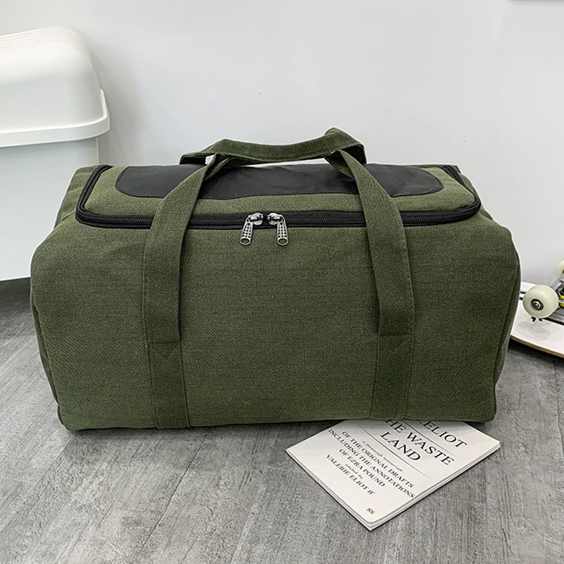 New Canvas Travel Bag For Men Solid Durable Handbag Outdoor Sports Storage Luggage Backpack Large Capacity Sac De Voyage XA655F