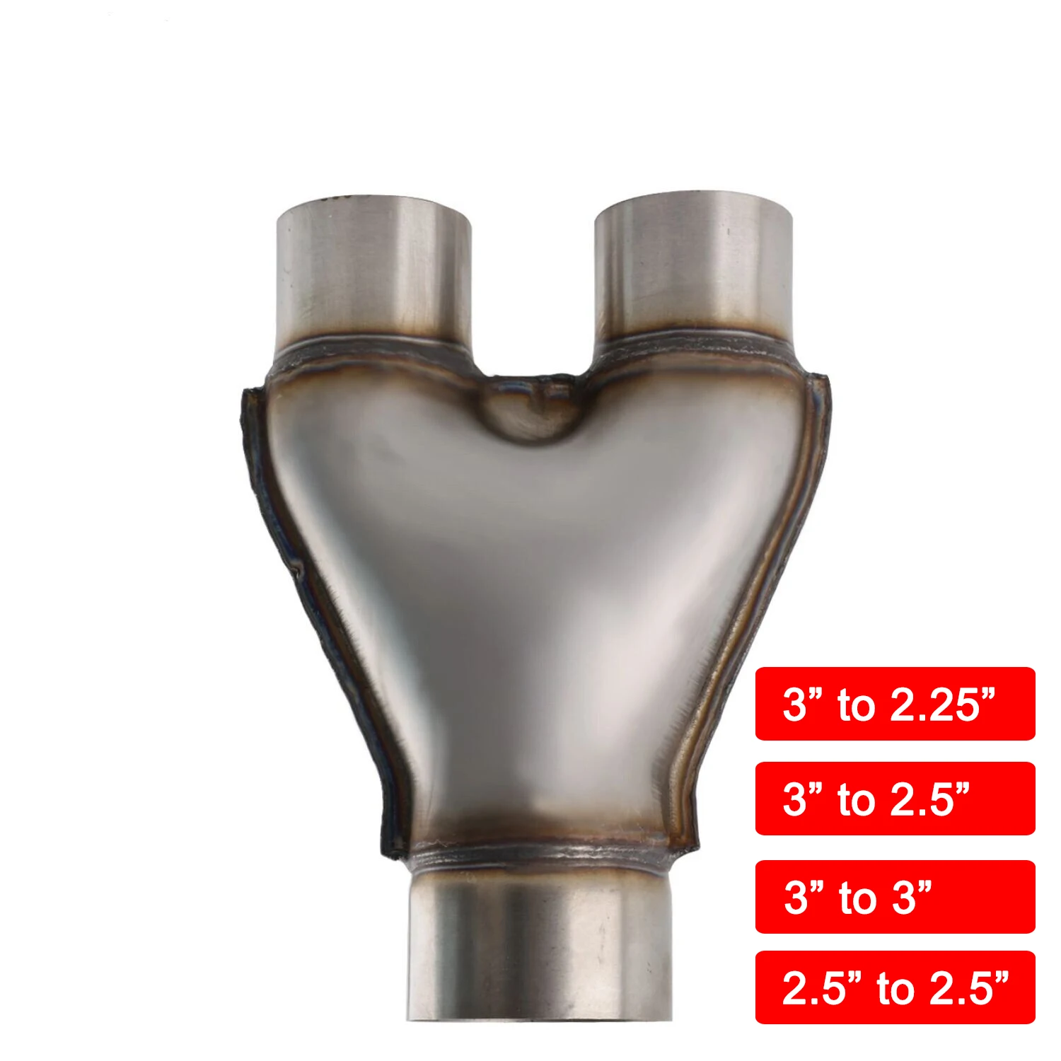 

Universal Car Exhaust Y-Pipe Stainless Steel Exhaust 3-Way Pipe Adapter Connector Tube Cone