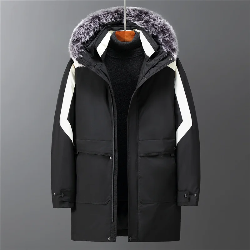 White Duck Jackets Men Hooded Thick Warm High Quality Fur Collar Coats Male Casual Winter Outerwer Down Parkas