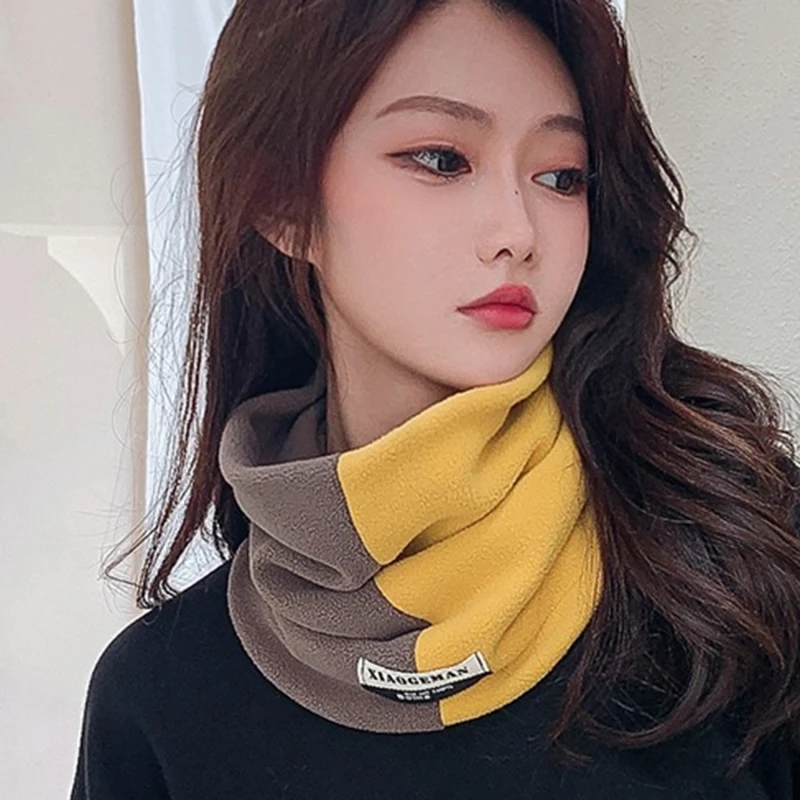 

New Winter Velvet Fabric Ring Scarf Female Neck Warmer Scarves Soft Comfortable Slouchy Fashion Patchwork Color