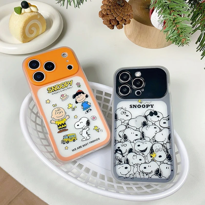 Фото Милый мультяшный чехол для телефона Happy Snoopy bus для iPhone 14 15 17 16 Pro Max, забавные солнцезащитные очки Snoopy, прозрачный противоударный чехол 2 и 1 ﻿ ﻿ №1