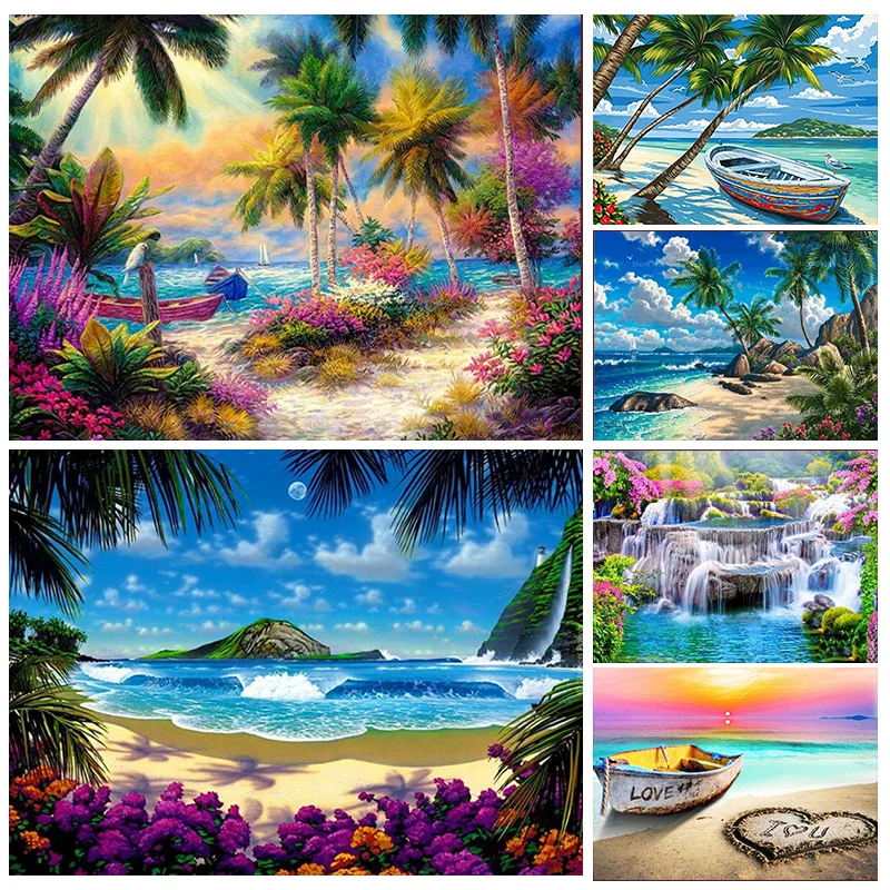 

YOUQU Art DIY 5D Diamond Painting Beach Diamond Embroidery Full Square/round Rhinestone Wall Decoration Exquisite Gifts