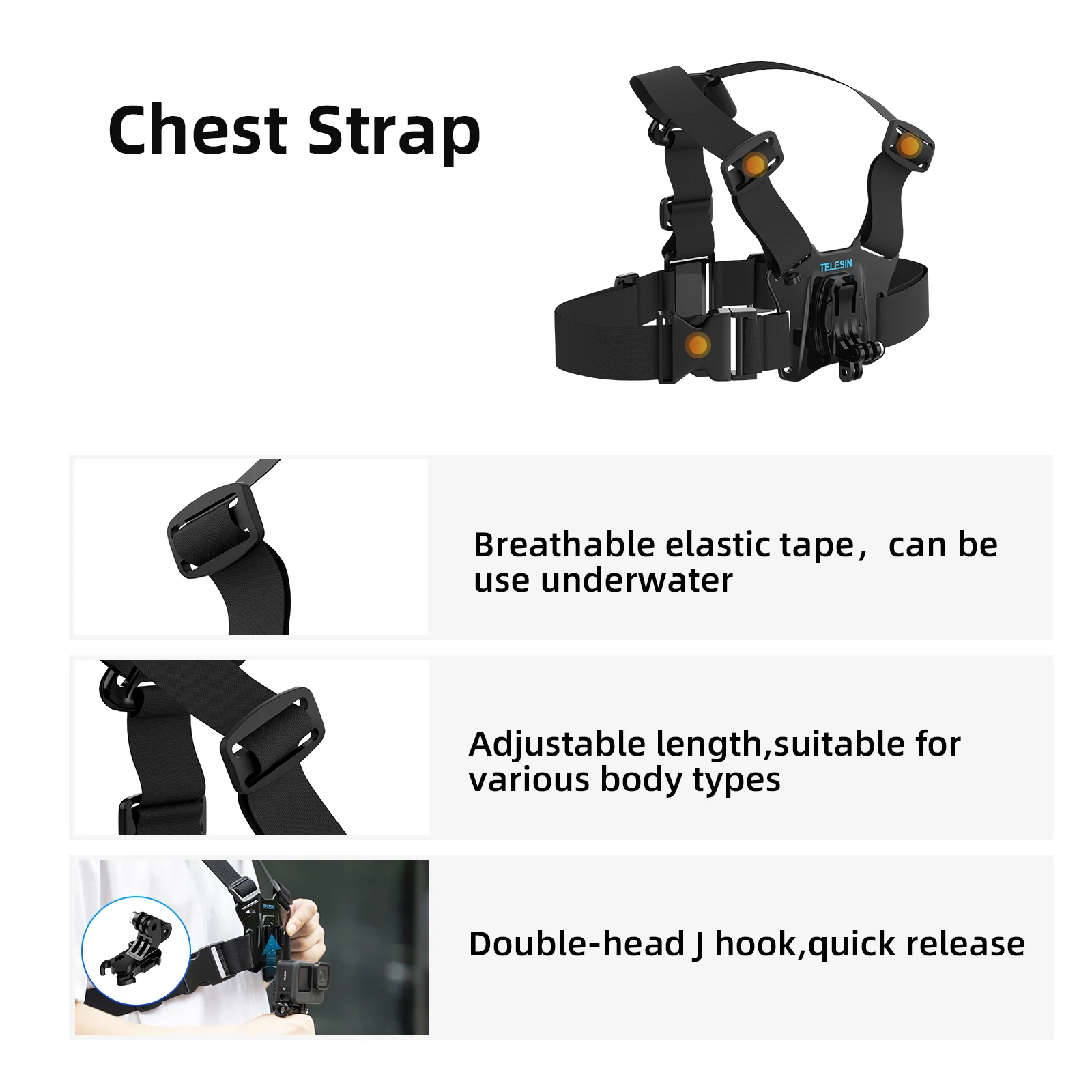 telesin chest belt head strap mount for gopro hero 10 9 8 7 6 5 4 insta360 sjcam eken dji osmo action 2 smart phone accessories free global shipping