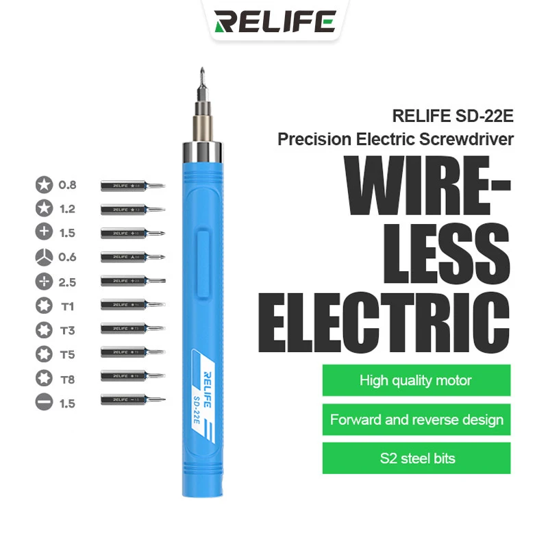 

Электрическая отвертка RELIFE SD-22E Precision, 6 типов с, 10 насадок, перезаряжаемая литиевая батарея Type-C, высокая мощность