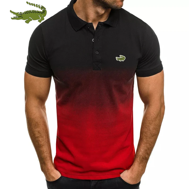 

Cartelo High Quality Crocodile T-Shirt Men's Short Sleeve Polo Shirt Contrast Colors New Summer Clothes