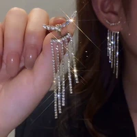 diamond tassel earrings exquisite sparkling dangler 2022 korean fashion pendant gold womens earrings girl party jewelry gift