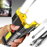5 led flashlights cob portable ultra bright torch strong light usb rechargeable powerful flashlight multi functional spotlight