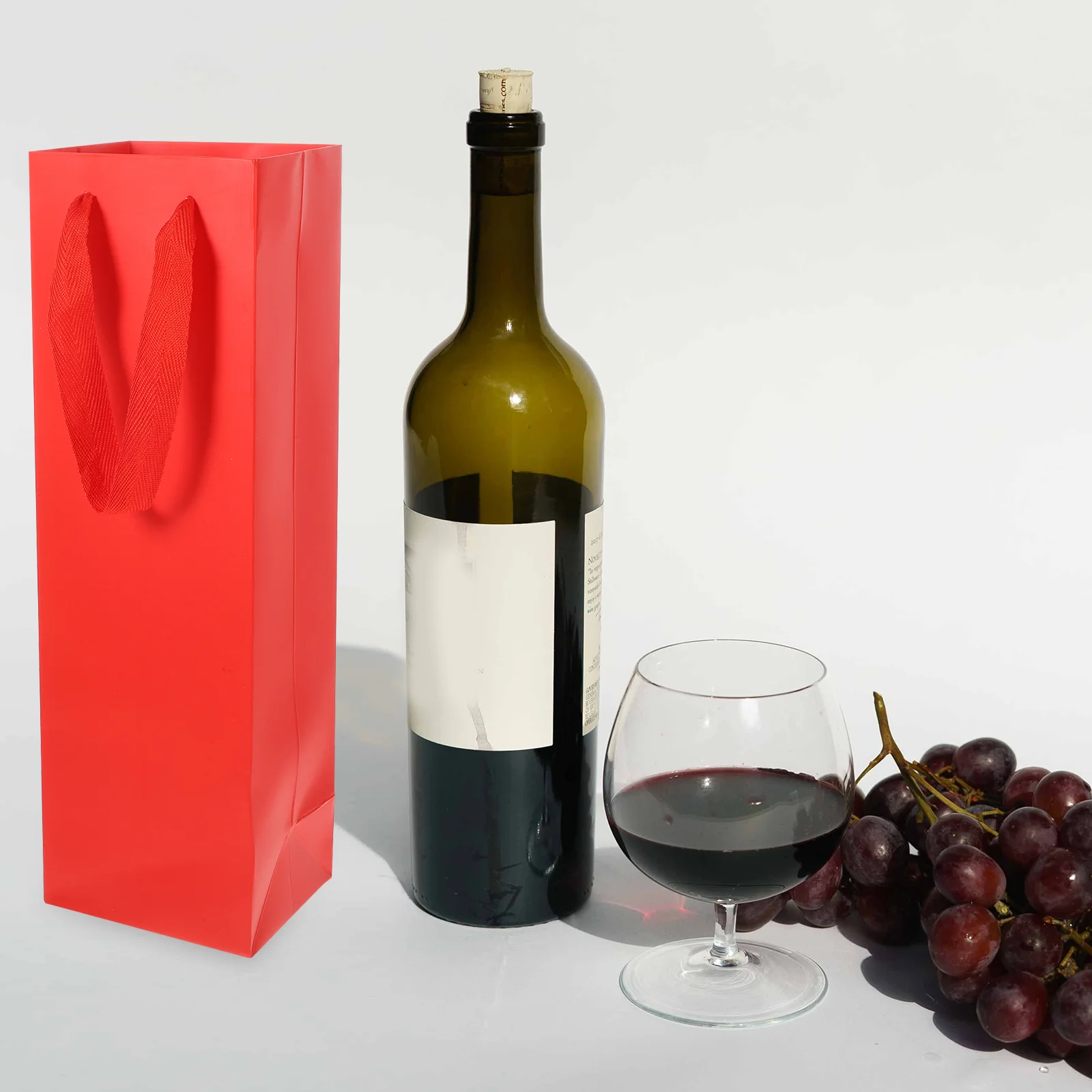 

10 Pcs Stick Gift Bags Carrying Paper Bottle Carrier Handheld Red Champagne
