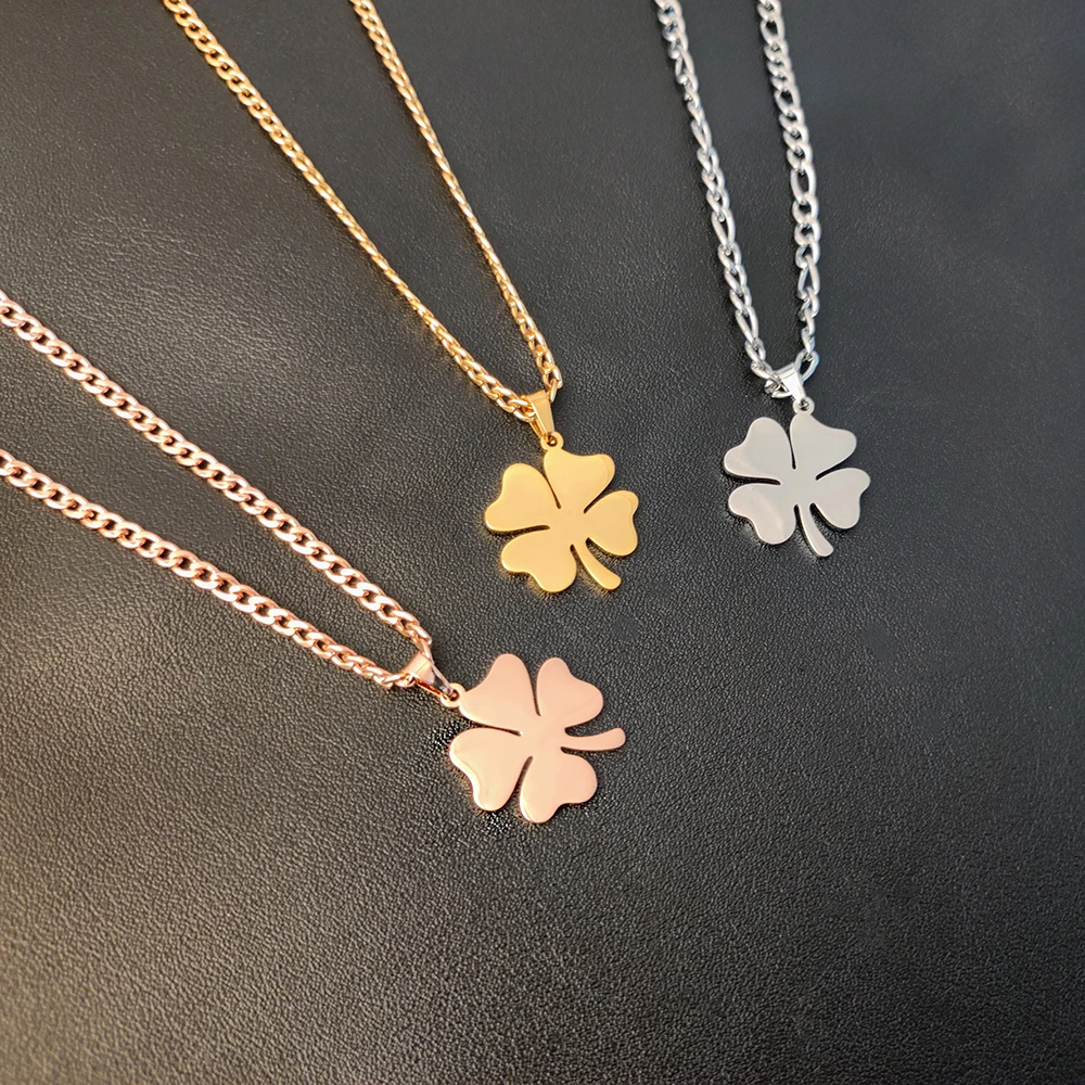 

Stainless Steel Necklaces Bohemian Temperament Clover Pendant Everyday Wear Chain Girl Necklace For Women Jewelry