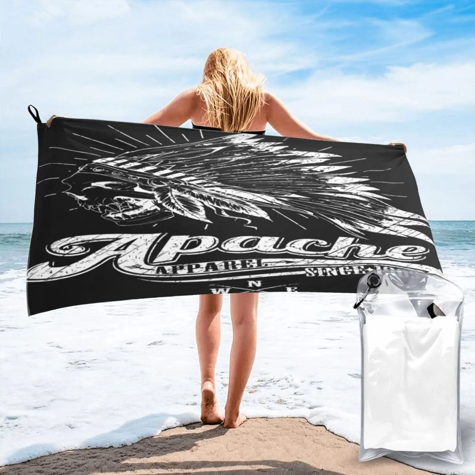 

Интересное индийское байкерское пляжное полотенце с черепом Апачи, банное полотенце, полотенце s, быстрое полотенце, наборы мебели для ванн...