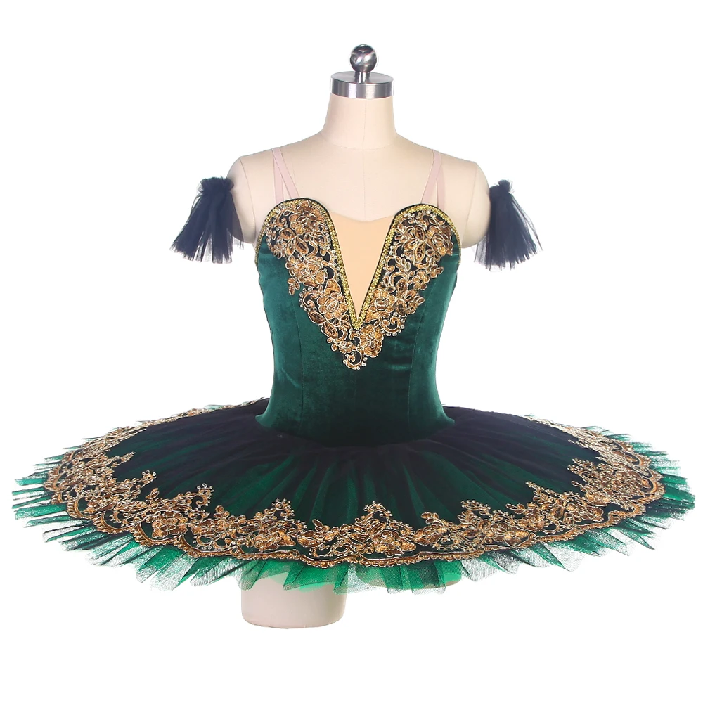 

Esmeralda Pre-professional Ballet Tutu Adult Girls Green Black Classical Ballet Costume Tutu Pancake Stage Ballet Attire Costume