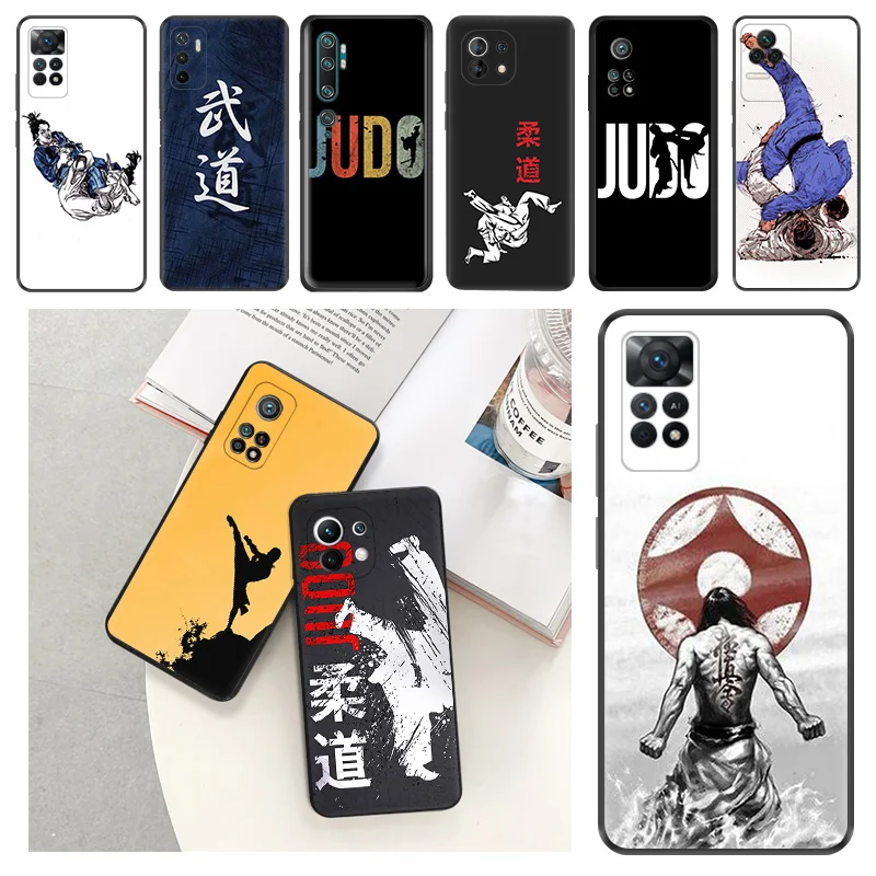 

Power Karate Judo Black Matte Anti-Drop Phone Case For Xiaomi 13 Lite 12x 12s 12t Pro a2 cc9 cc9e Redmi K50 k60 Ultra 12c Cover