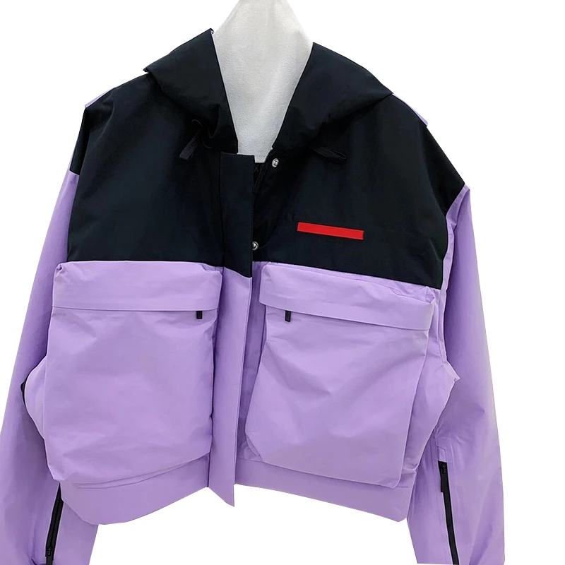 

2022 Spring New Patchwork Windbreaker Track Short Jackets Outwear Women Casual Streetwear Jacket Coat