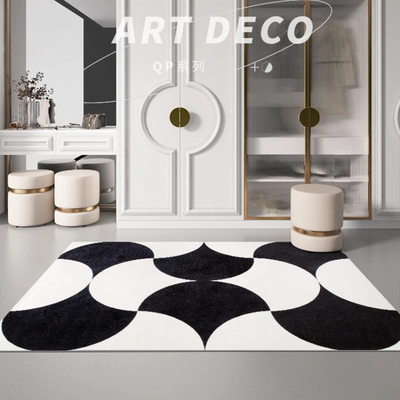 

Creative Decorative Carpet Art IG Living Room Large Area Black Bedroom Cloakroom Imitation Mink Velvet Thick Luxury Stylish Rug