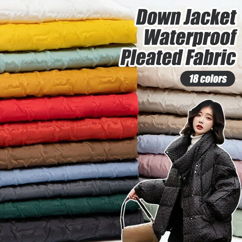 

100x140cm Autumn Winter Down Jacket Fabric Embossed Pleated Waterproof Cloth DIY Making Material for Jacket Coat Clothes Craft