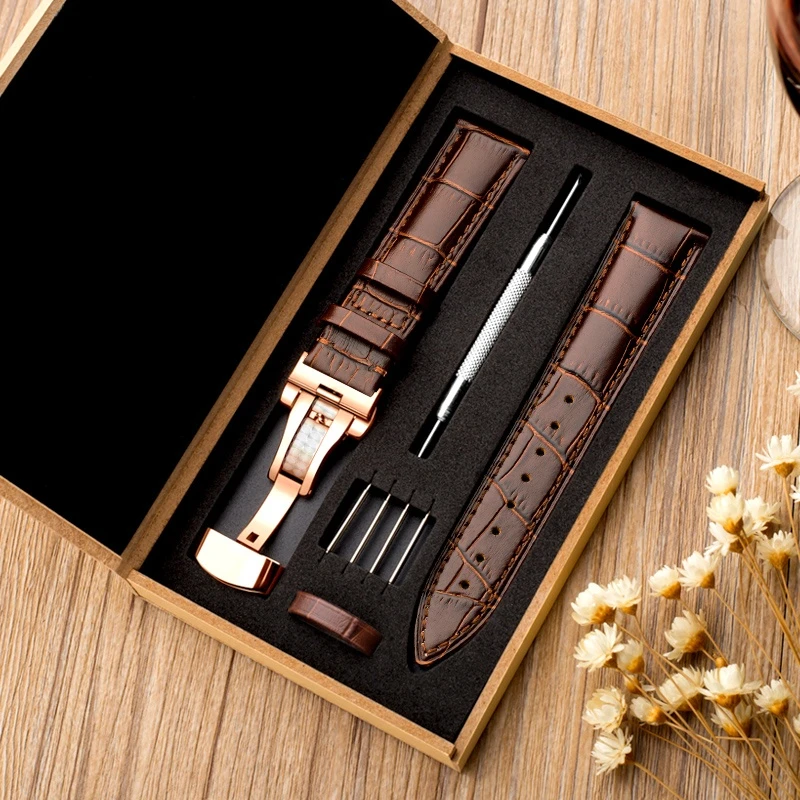 Фото Ремешок из натуральной телячьей кожи для часов Tissot Seiko, 18 мм 19 мм 20 мм 21 мм 22 мм 24 мм №1