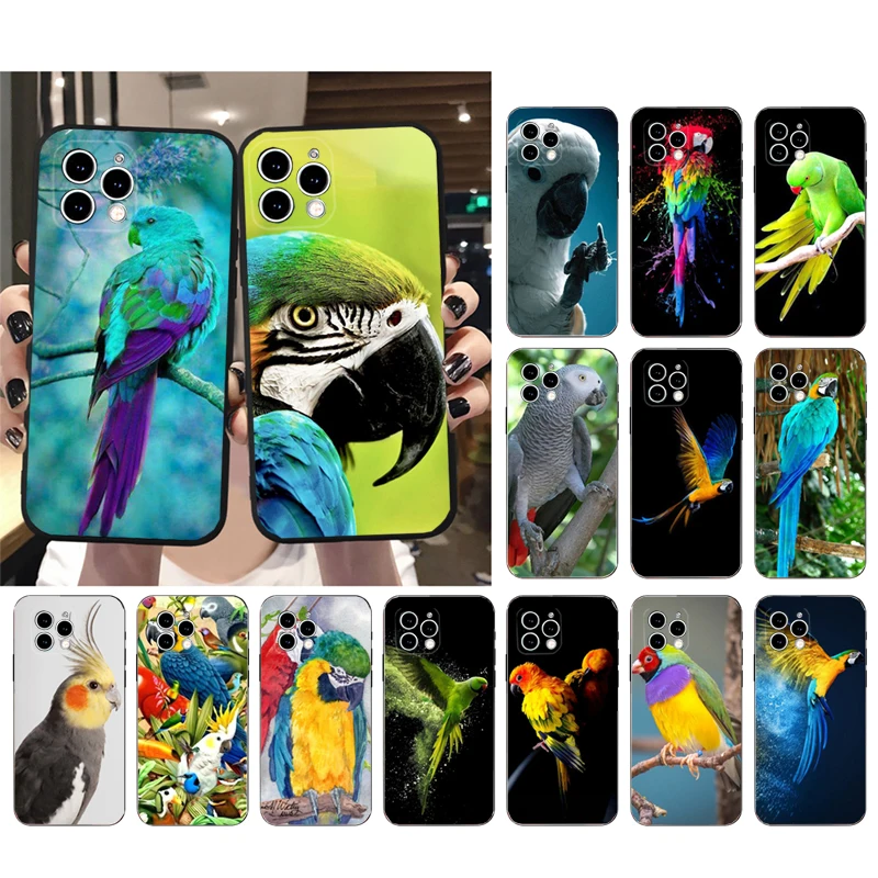 

Phone Case For iphone 14 Pro Max 13 12 11 Pro Max XS XR X 12mini 14 Plus SE Parrot Bird Macaw Case Funda