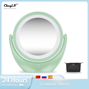 CkeyiN светодиодсветильник освещение, косметическое зеркало, вращающееся зеркало для макияжа, сенсорный переключатель, увеличение 1X 5X, перезаряжаемое для столешницы