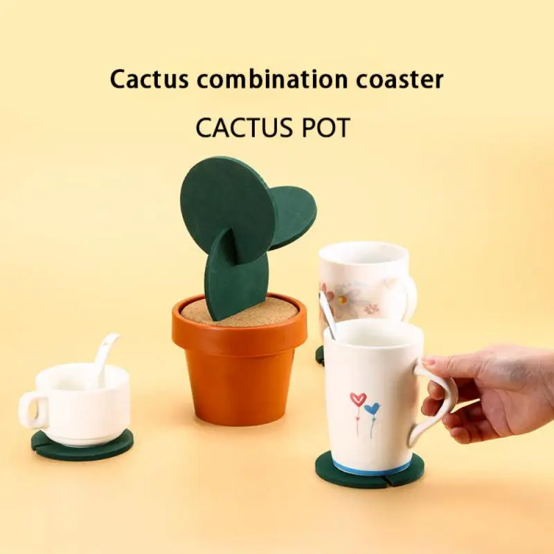 

Creative Cactus Non-slip Coaster DIY Home Tableware Coffee Cup Holder Insulated Tea Mat Household Kitchen Coaster