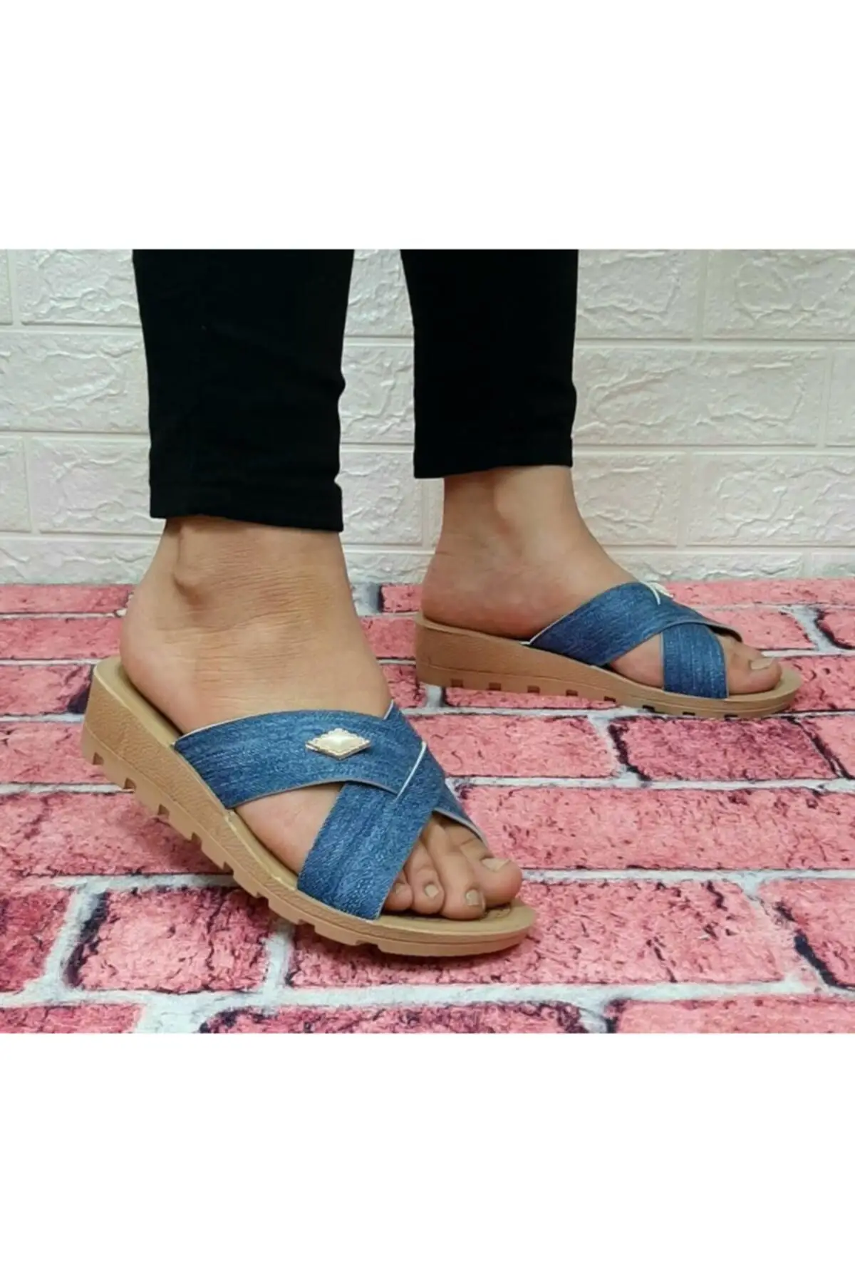 

12522 женские джинсовые синие повседневные Тапочки