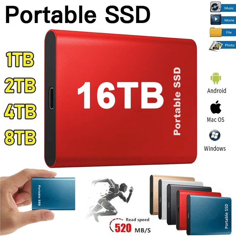 Portable SSD 500GB 1TB External Ssd Drive 2tb Mass Storage Flash Drive USB 3.0 Solid State Drive Mobile SSD for Laptop PC PS4/5