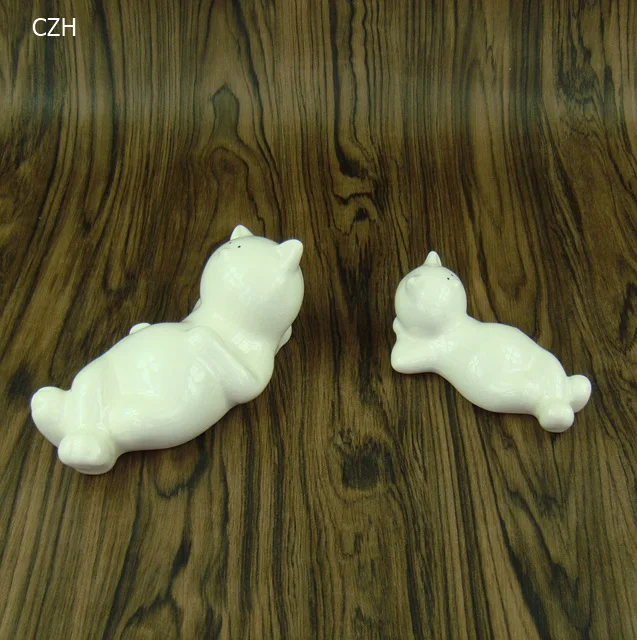 a porcelanowe figurki kotów do opalania dekoracyjna ceramika miniatury kotek nowość ozdoba ze zwierzętami sztuka i rzemiosło akcesoria