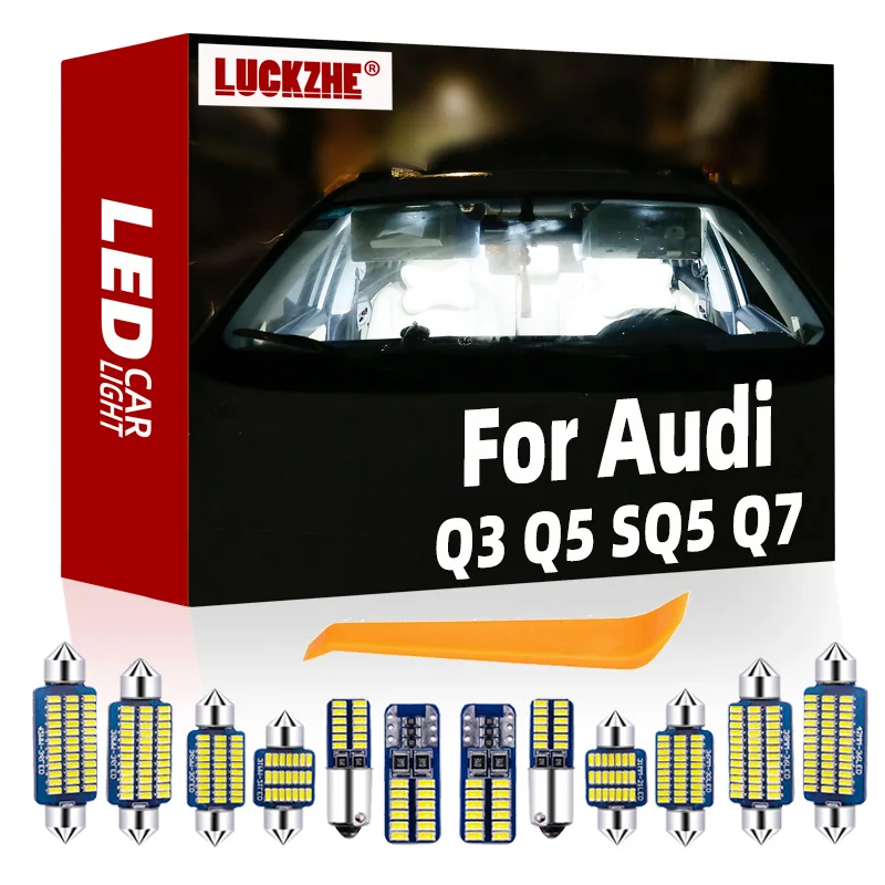 

LUCKZHE For Audi Q3 8U Q5 8R SQ5 Q7 4L LED Interior Dome Map Trunk Glove Box Vanity Mirror Door Light Kit Canbus Car Lighting