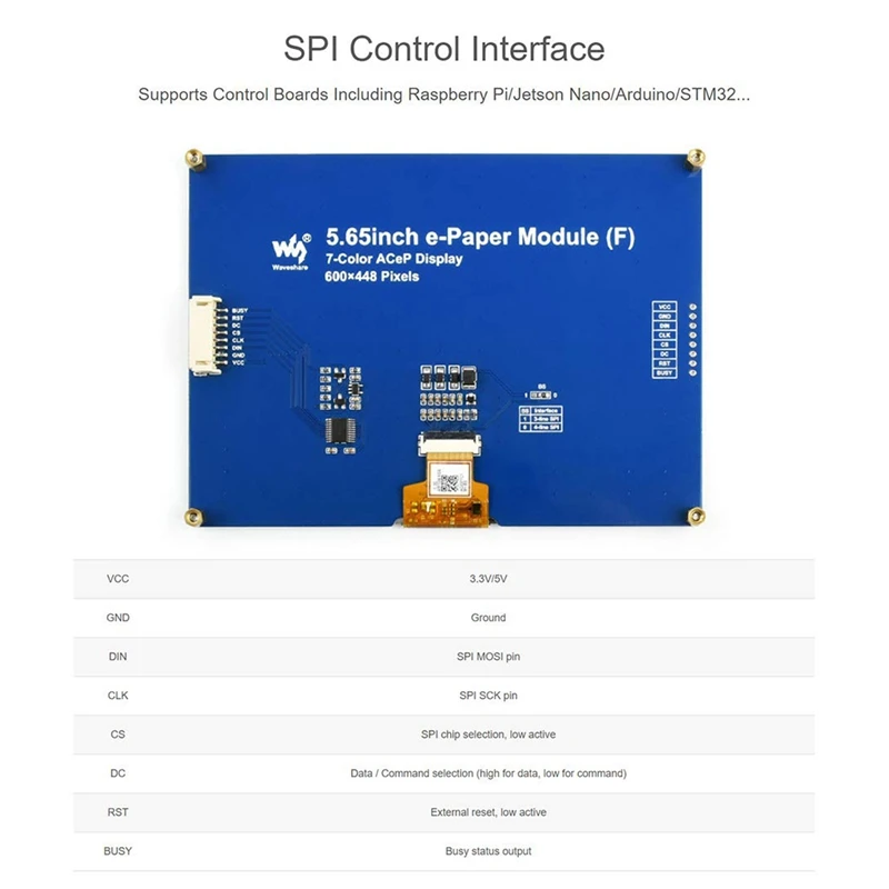 Najtaniej Waveshare 5.65 Cal Kolorowe E-papier E-wyświetlacz Atramentowy Moduł, 600X448 Pikseli, Acep 7-kolor, Niskie Zużycie Energii, Z Szerokim Kątem Widzenia Kąt