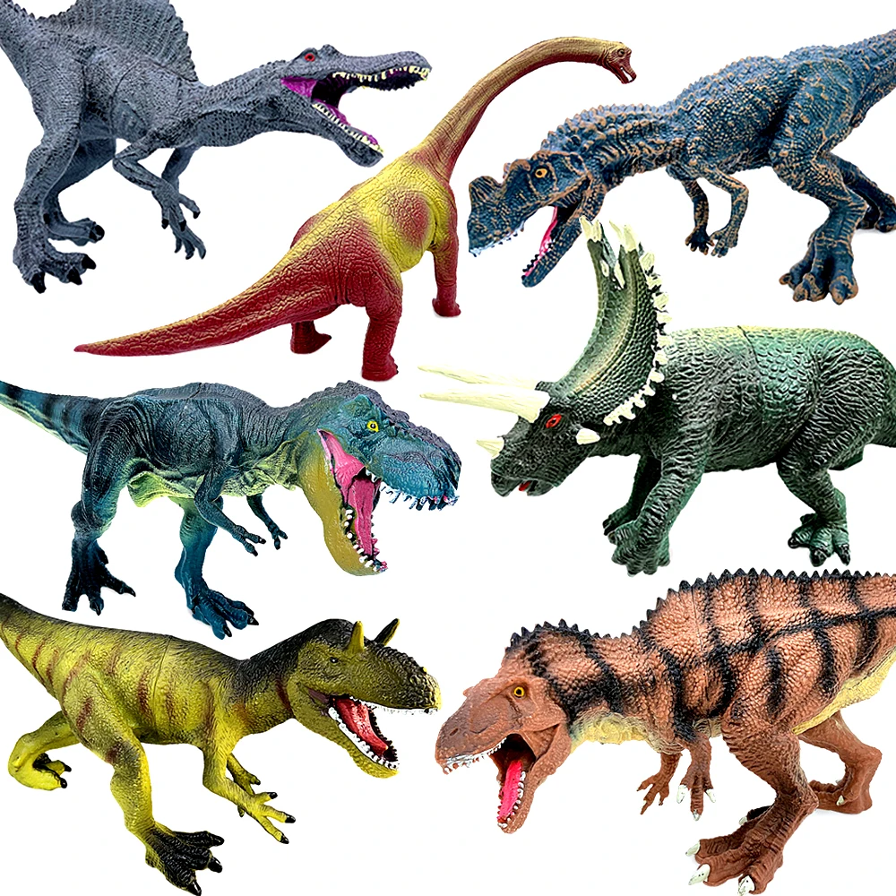 Фото Мир динозавров Brinquedo Savage Юрского периода Indominus Rex Спинозавр Трицератопс Фигурки Коллекция игрушек для детей Подарки №1