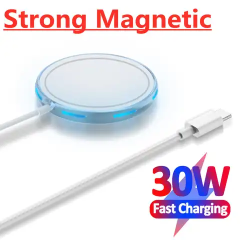 30W Magnetic Wireless Charger for Macsafe iPhone 13 12 Pro Max Mini Qi Fast Chargers Pad Magnet Phone Wireless Charging Station