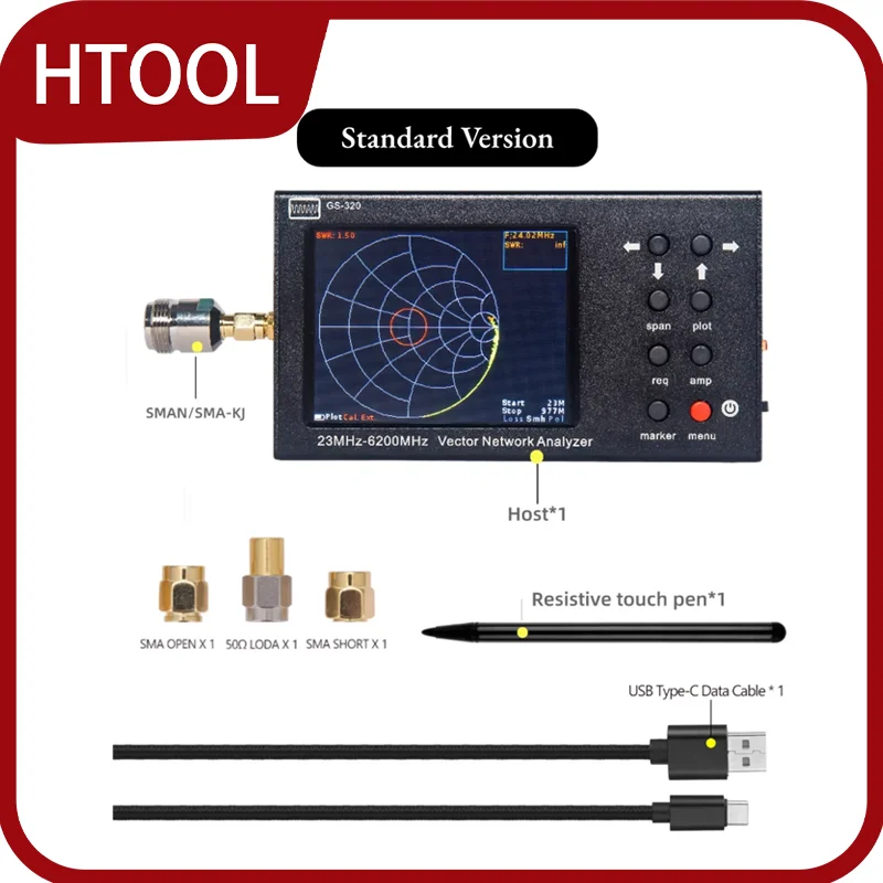 GS320 HTOOL 6G векторный анализатор сети RF тестер антенн VNA портативный беспроводной