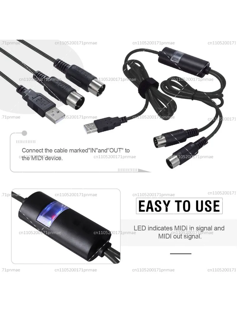 Фото 5-контактный USB MIDI-кабель-адаптер (вход/выход) для музыкальных клавиатур, DJ-оборудования, ПК-конвертеров №5