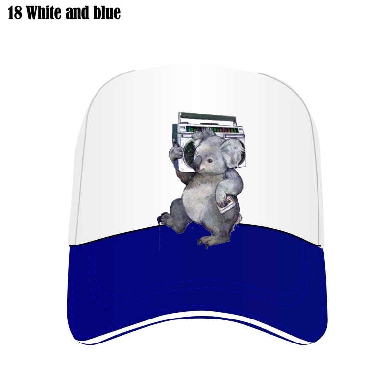 

Koala Music Cap Funny Hat Hip Hop Baseball Cap Mesh Bill Hats Adjustable 3D Print Custom Hat Men Flat Brim Summer New