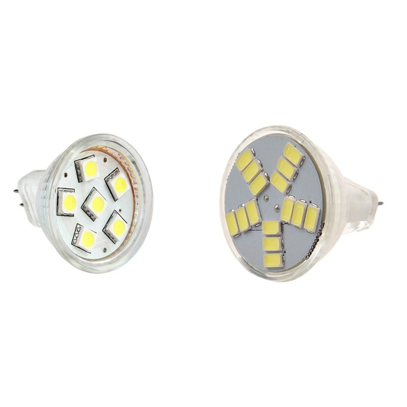 

2 Pcs Bulb:1 Pcs GU4 Mr11 DC 12V 6 SMD 5050 LED Light Bulb & 1 Pcs 7W MR11 GU4 600LM LED Bulb Lamp 15 5630 SMD Light