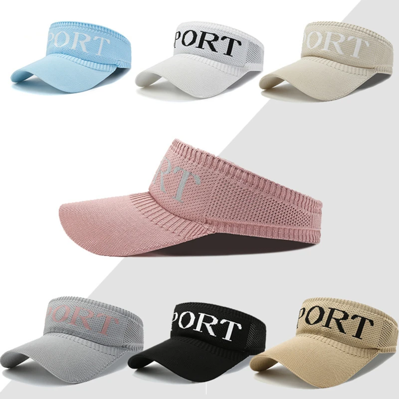 

Summer Letter Print Sun Hats Anti-UV Female Outdoor Visor Caps Casual Shade Hat Empty Top Hat Beach Cap