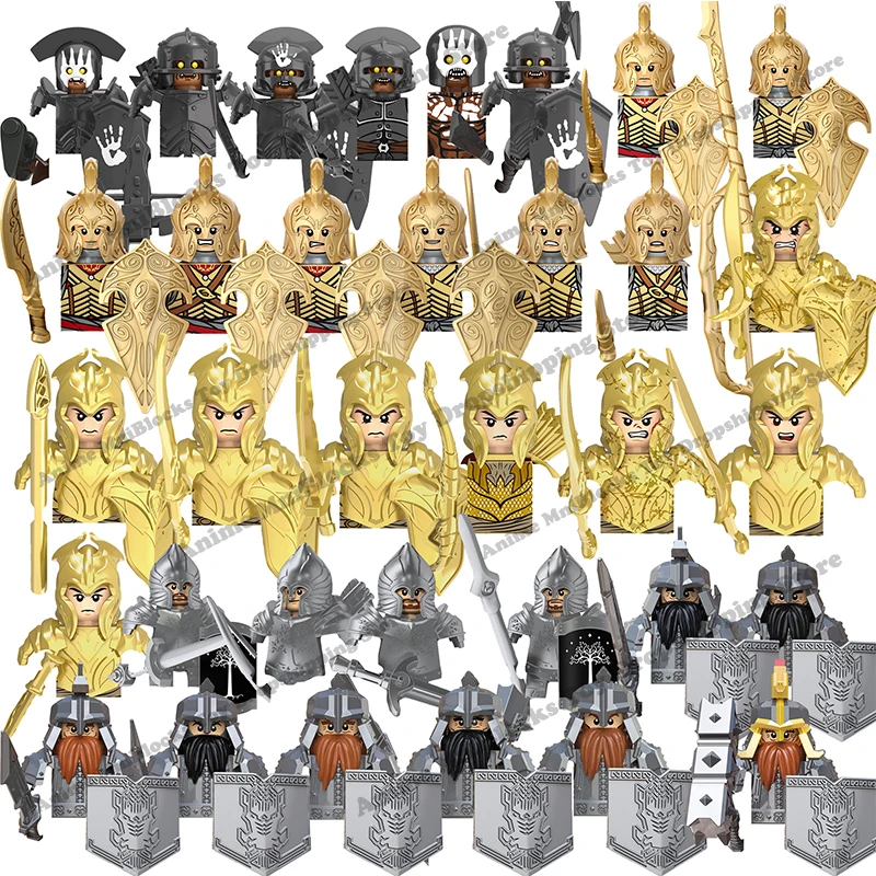 36styles Lord Rings Elves Orcs Army Dwarf Rohan mini action toy figures building blocks Assembly Toys for kids birthday gifts