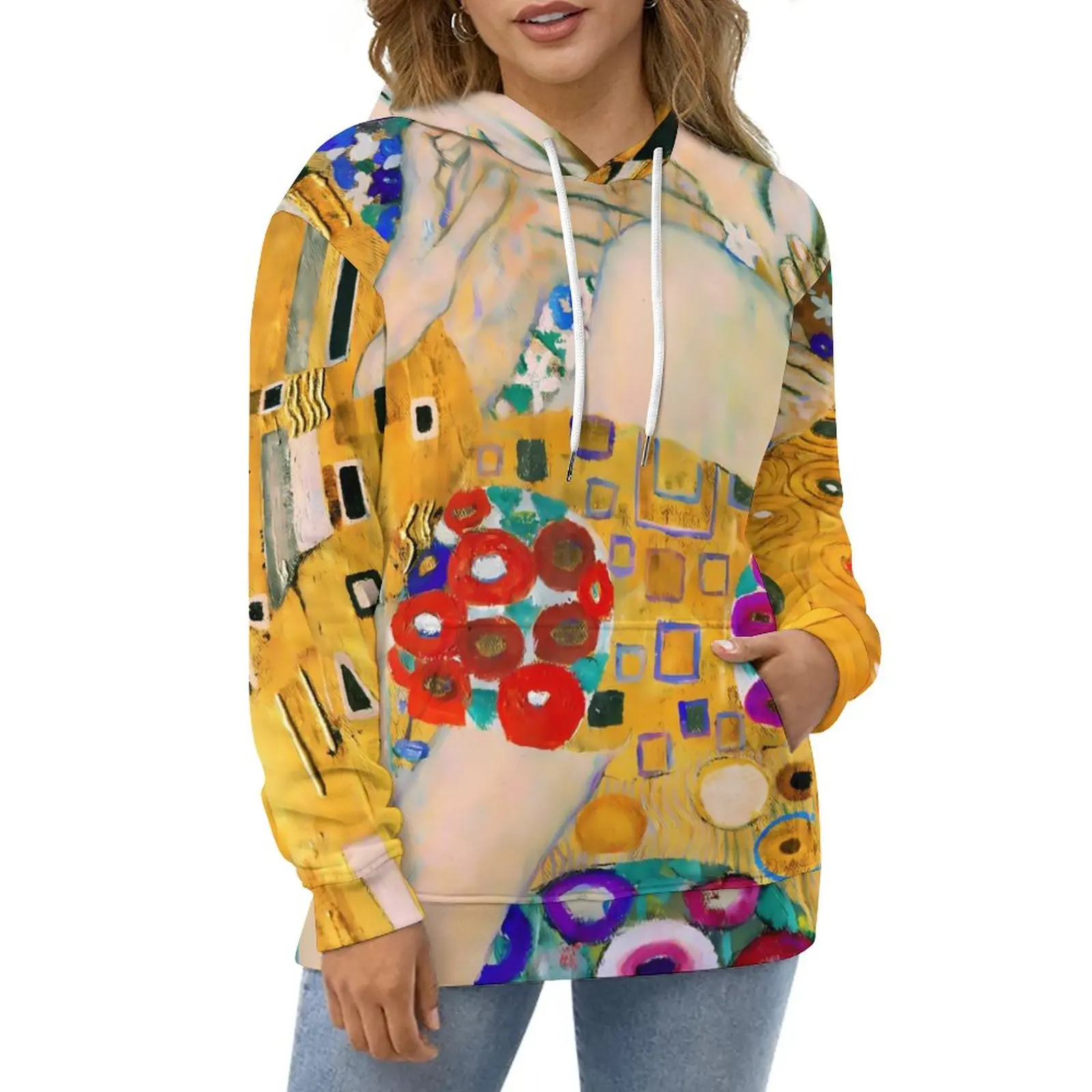 

Gustav Klimt Casual Hoodies The Kiss Pretty Graphic Loose Hoodie Winter Long Sleeve Harajuku Oversized Clothes