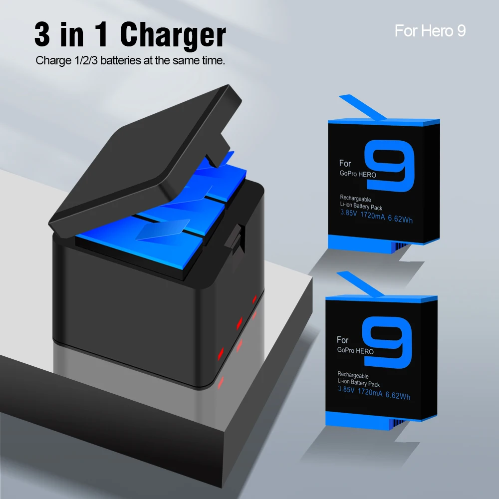 

CITYORK Battery for GoPro Action Camera 3-Ways Fast Charger for Go Pro Hero 9 Accessories