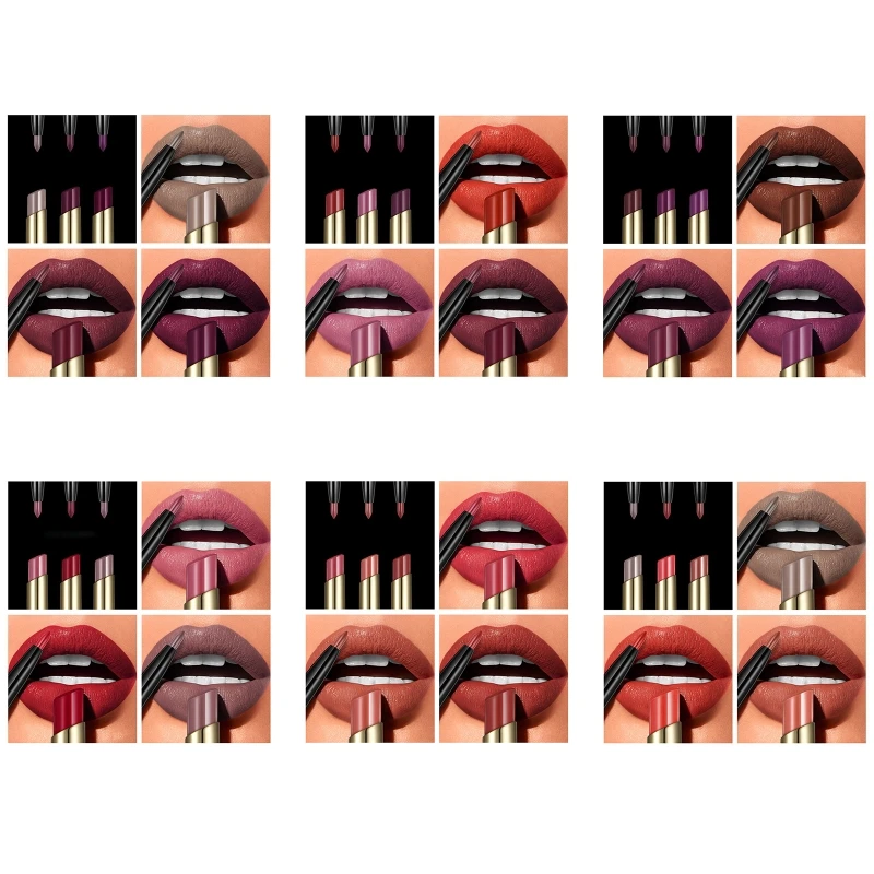 

Lipstick Makeup Set,Velvety Matte Lipstick+ Matching Smooth Lipliner Pencil Waterproof Long Lasting Lip Make Up Gift Kit