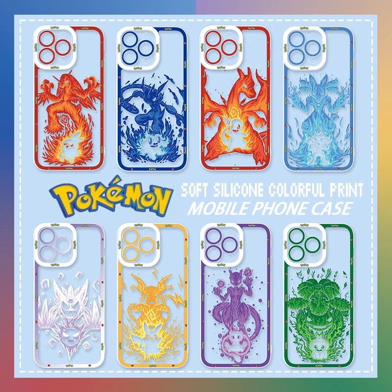 Фото ХИТ ПРОДАЖ: Чехол для телефона с аниме-персонажем Pokémon MEWTWO для iPhone 17e, 17, 16e, 16, 15, 14, 13, 12, 11 Mini, Air, Pro, Max, Plus – Прозрачная мягкая задняя крышка №1