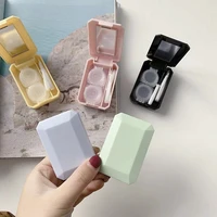 yimeixi 1pc color contact lenses box with mirror mini easy carry eyes make up lenses storage case travel set gift fast shipping