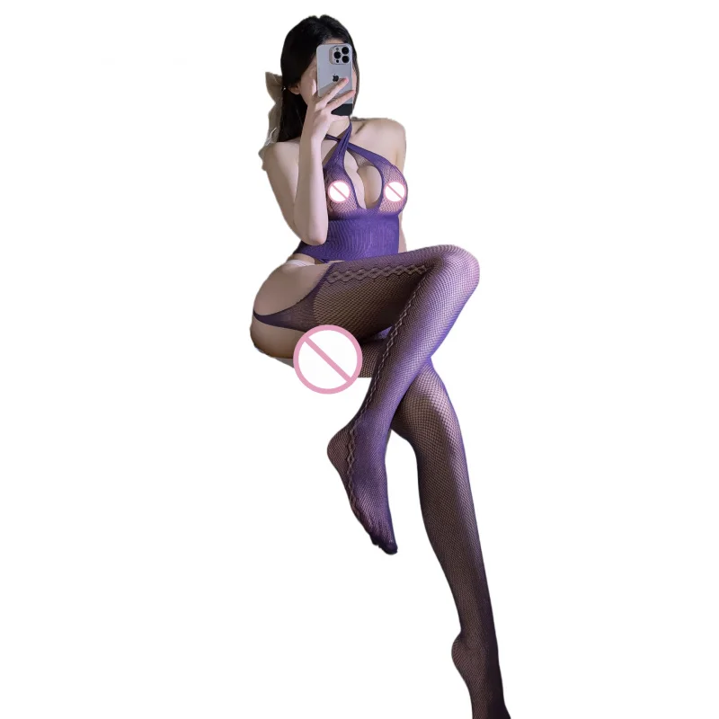 Пересекающиеся Бретелечные Сексуальное Боди Женское Фиолетовый Черный Секс