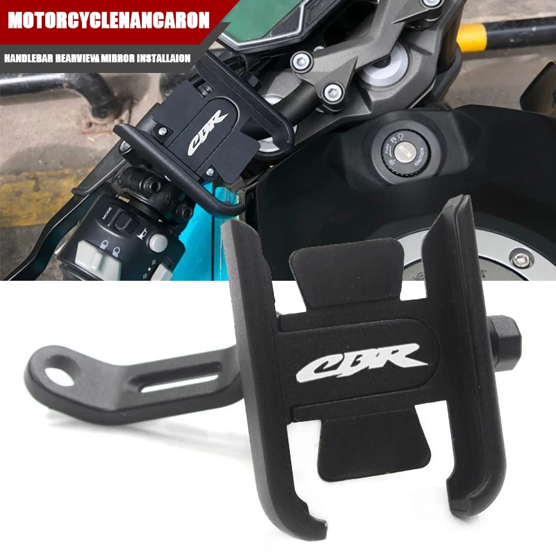 

LOGO CBR For Honda CBR125R CBR600 CBR650 CBR1100XX Motorcycle Accessories Handlebar Mirror Mobile Phone Holder GPS Stand Bracket